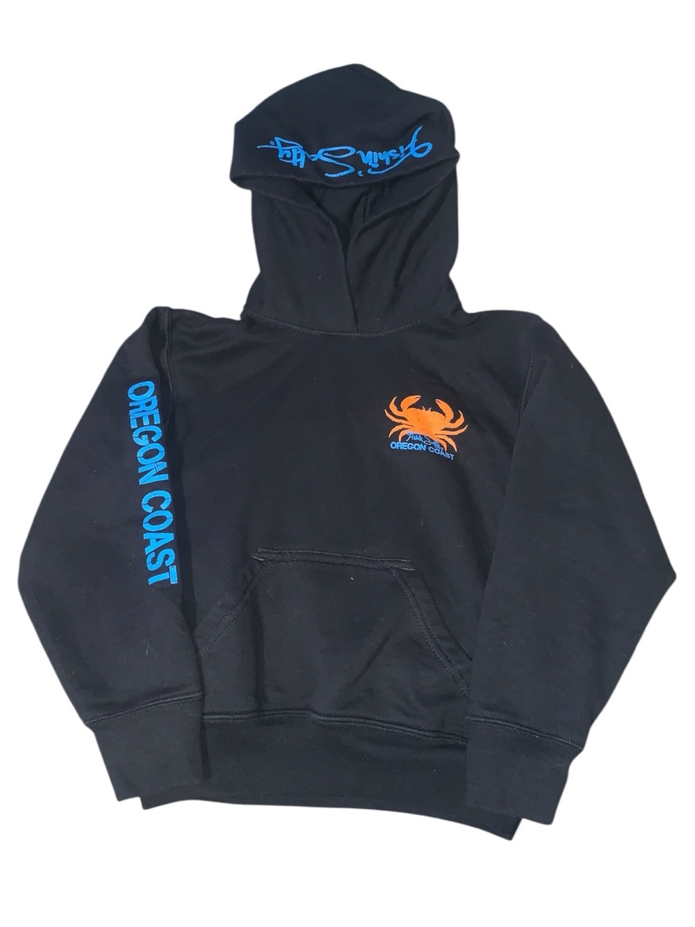 Youth Small Black Oregon Coast Hoodie Fishin Salty Oregon Coast Crab